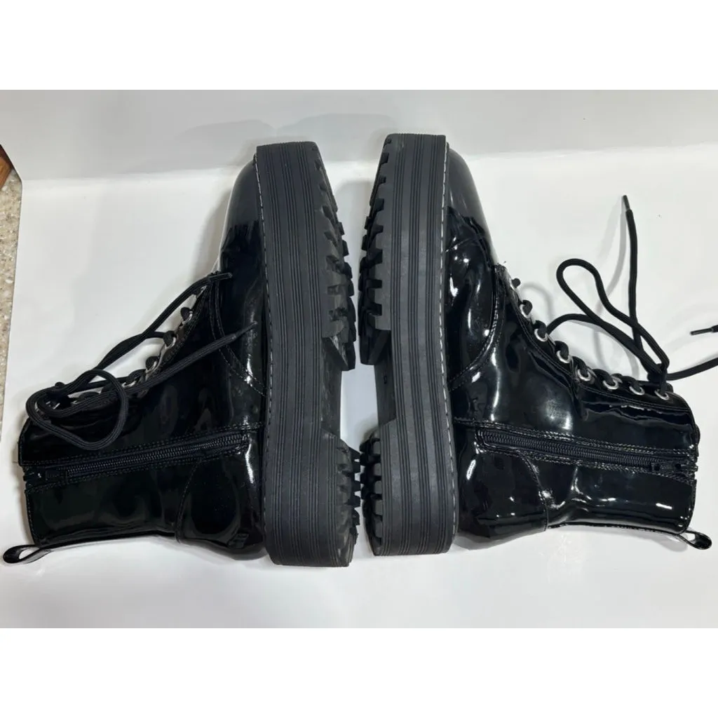 H&M Divided Black Patent Platform Combat Boots Women’s Size 8 - Image 8