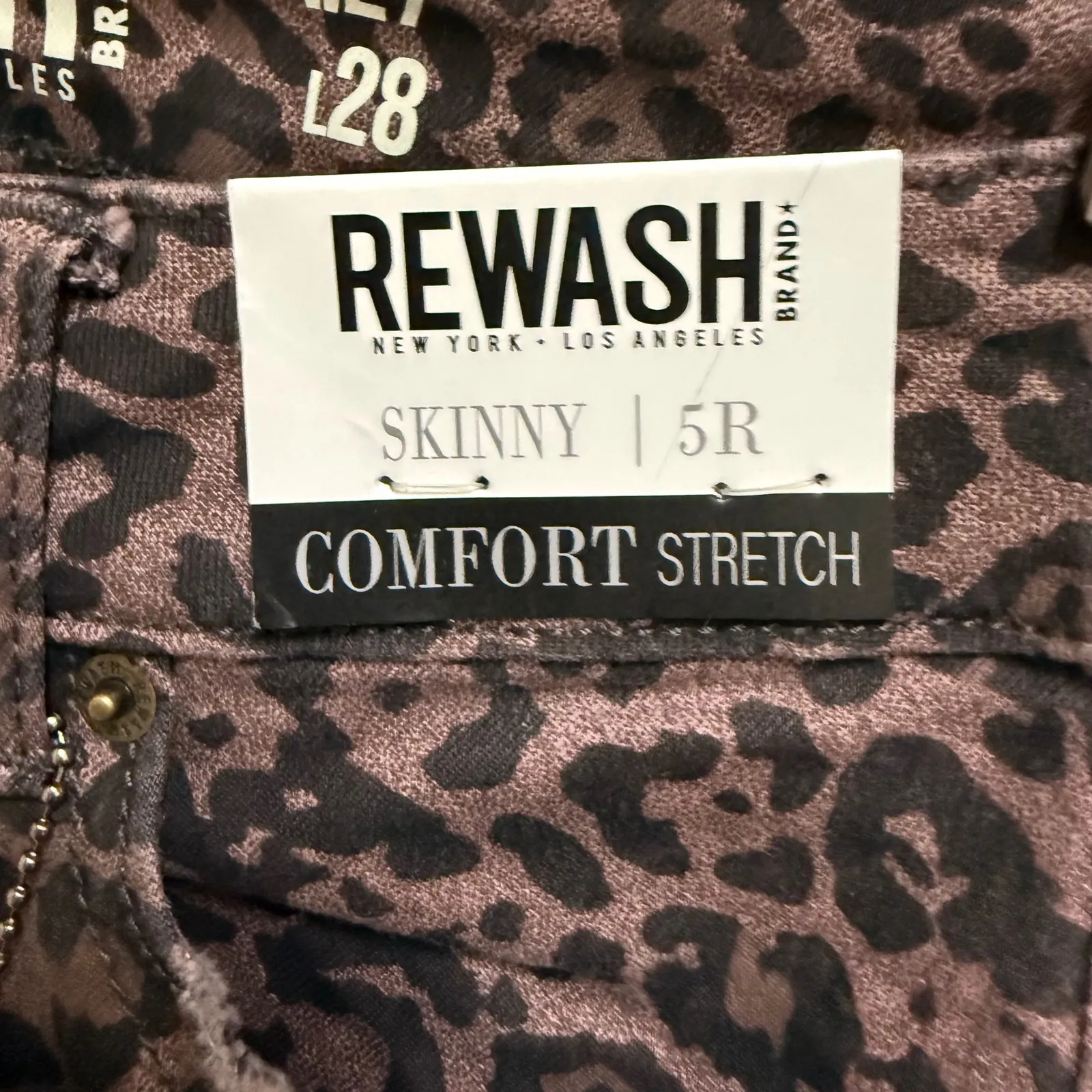 Rewash The Frankie Mid Rise Skinny Leopard Print Comfort Stretch Jeans Womens 5R - Image 4