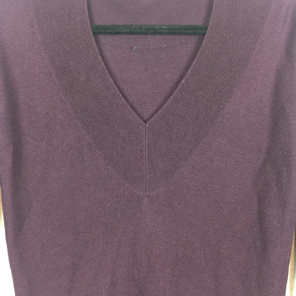 Eileen Fisher Maroon Knit Sweater Silky Tencel V-Neck Boxy Lightweight - Image 5