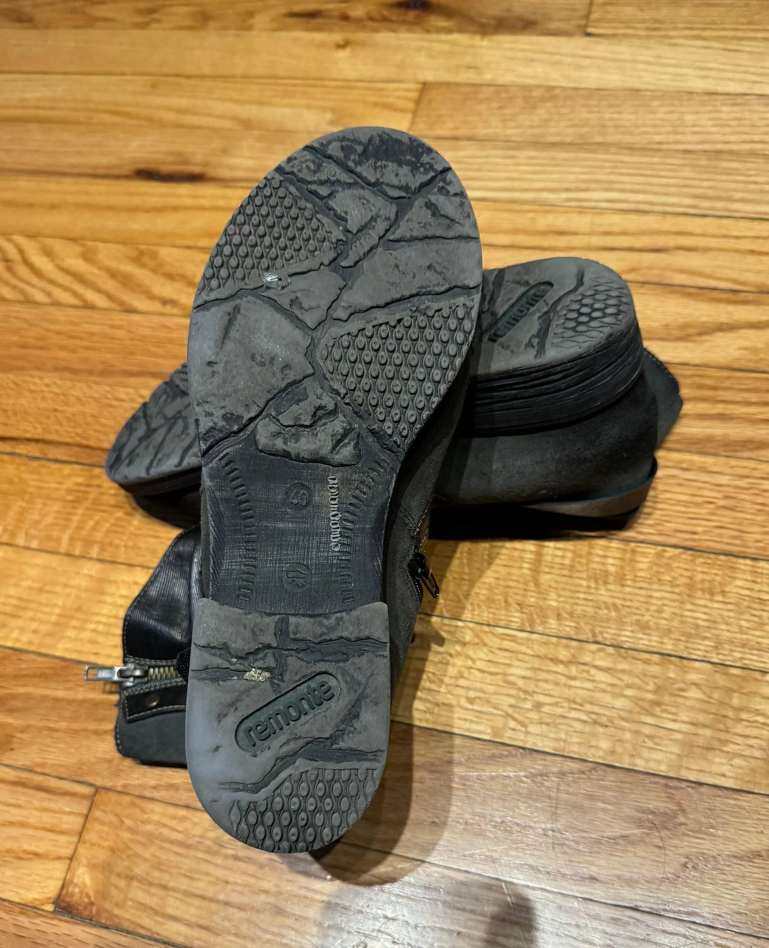 Remonte Rieker Erin 82 Waterproof Suede Rubber sole winter snow biker combat Black Size 9 - Image 8