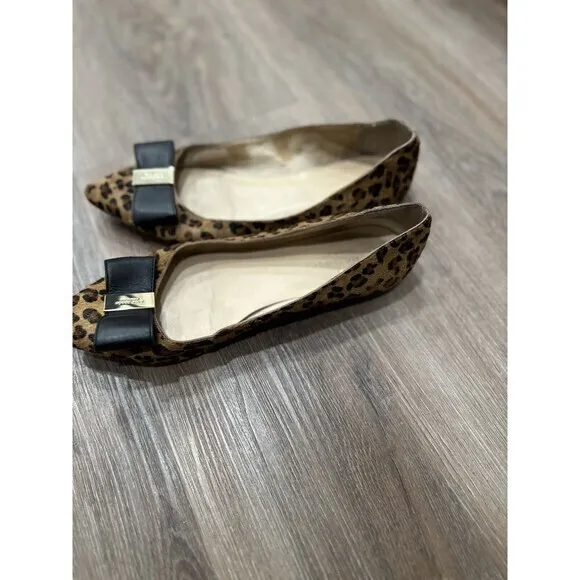Kate Spade  Calf‎ Hair Leopard Leather Bow Flat 8 Pointed Toe Norah - Image 9