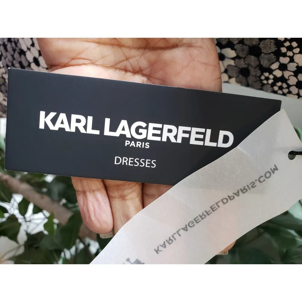 Karl Lagerfeld Mini Dress Womens 6 Blue White Floral Sleeveless V Neck Back Zip - Image 7