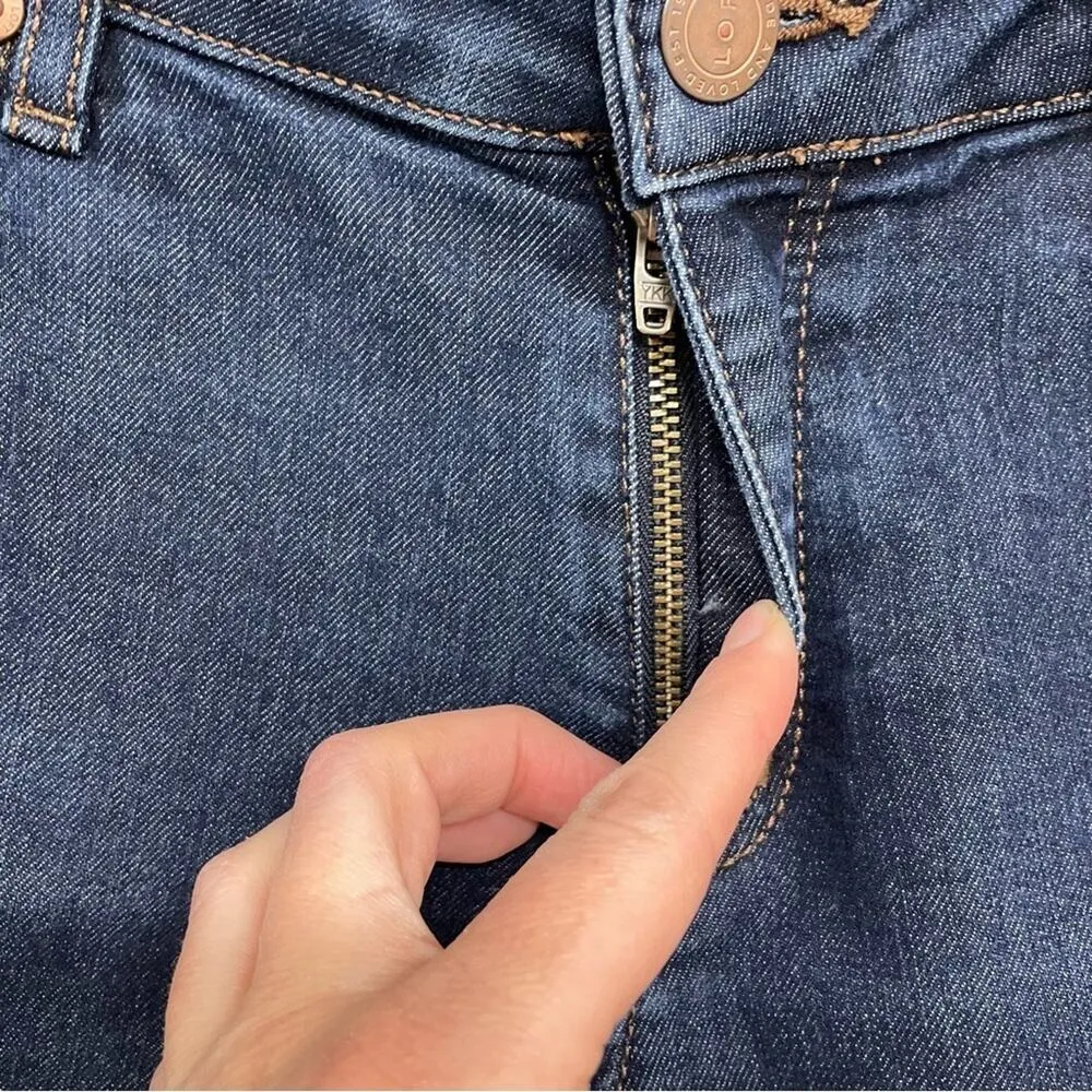 Loft Dark Wash Mid Rise Curvy Skinny Ankle Jeans Womens 4 Blue Denim Ann Taylor - Image 6