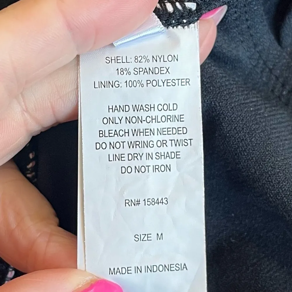 Aqua Couture Swimsuit Floral One Piece M Medium Black - Image 7