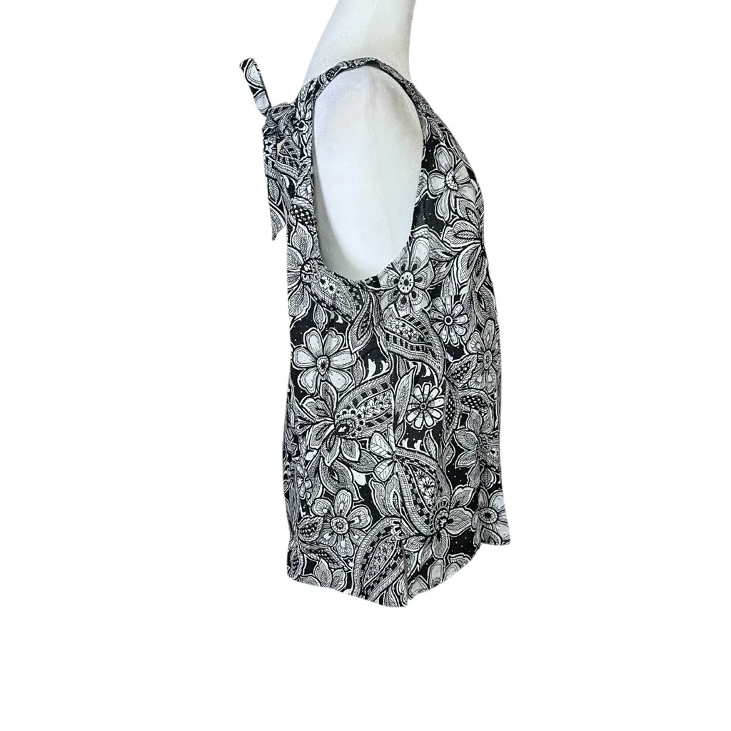 Talbots Plus Sz 1X Etched Paisley Halter Top Black White Metallic Gold Blouse - Image 7