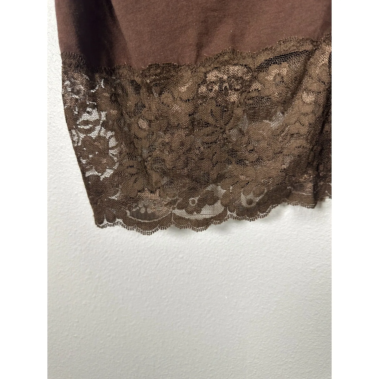 Wet Seal Vintage 90s Lace Trim Cami Camisole Brown Size Large - Image 2