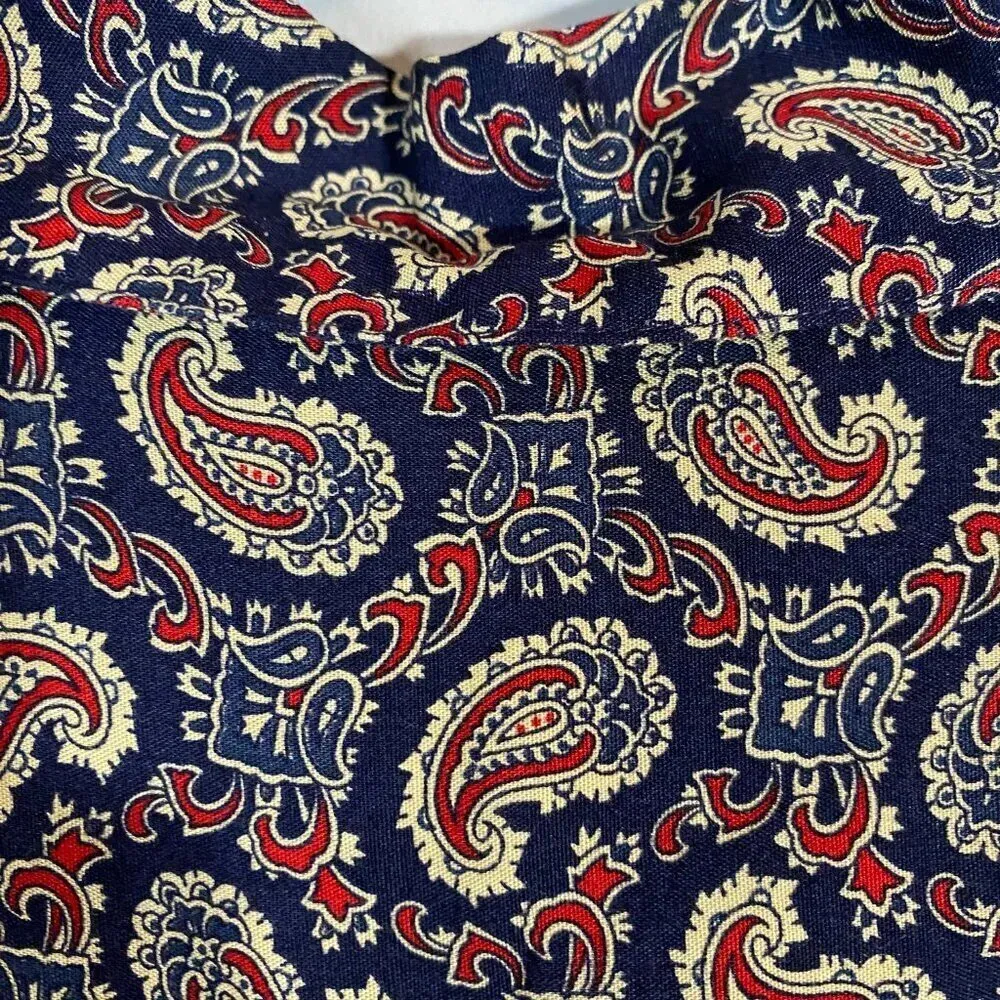 Vintage Liz Sport Women's Sz Small Long Sleeve Button Up Paisley Navy Blouse Top - Image 13