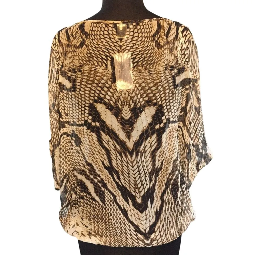 Cache Embellished Peasant Chic Boho Top New Split Sleeve Elastic Waist NWT $138 - Image 5