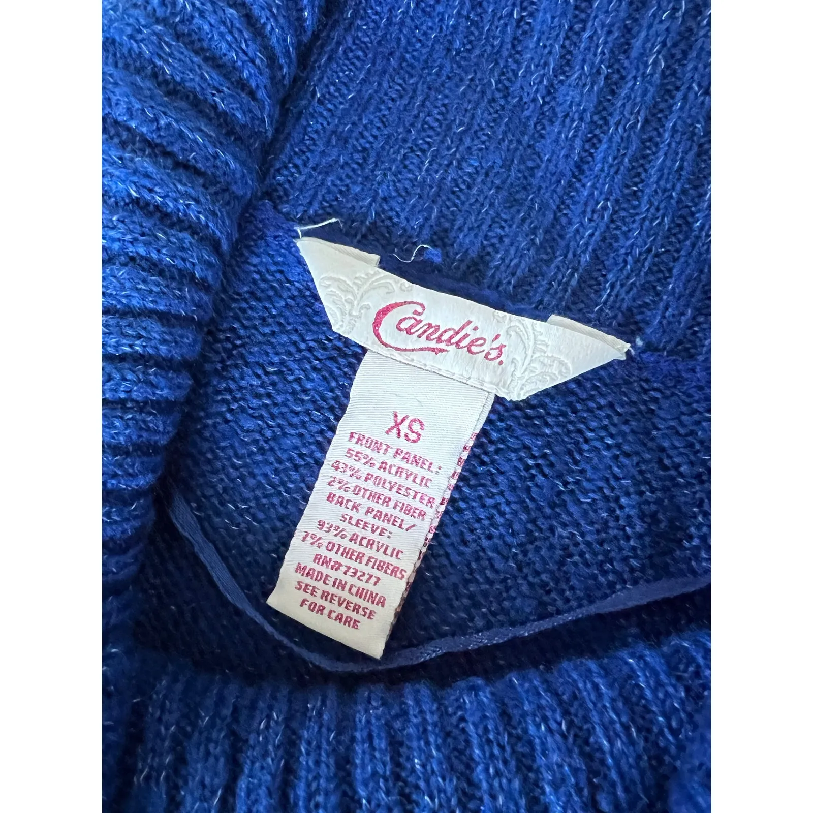 Y2K Candie’s sweater size XS stretchy fold over off shoulders long sleeve sequin - Image 3