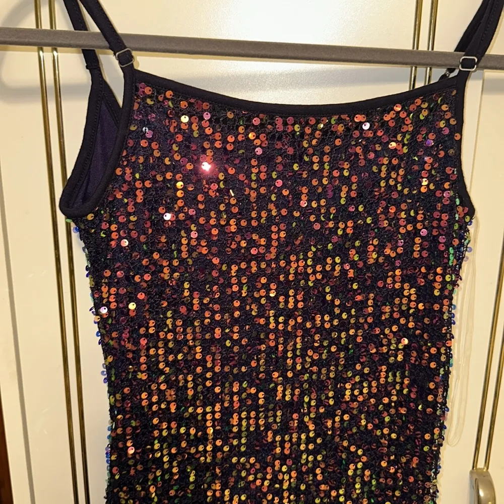 Wild Fable Navy Blue Rainbow Sequins Sleeveless Stretch Maxi Dress S NWOT - Image 9