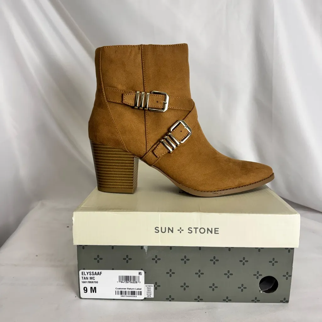 Sun + Stone‎ Tan Heeled Boots Western Style Size 9 - Image 4