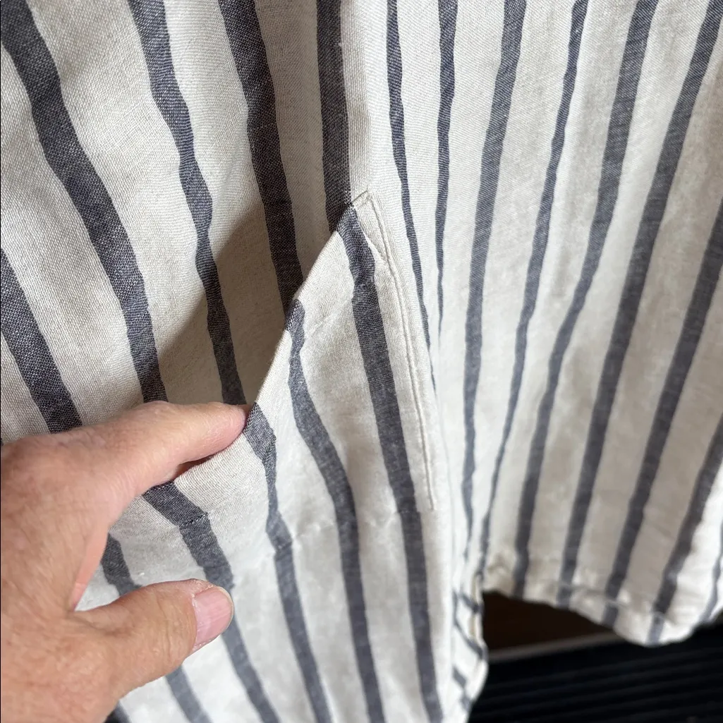 EUC Eileen Fisher Linen / Organic Cotton Doubleweave Stripe Shift Dress Medium - Image 7