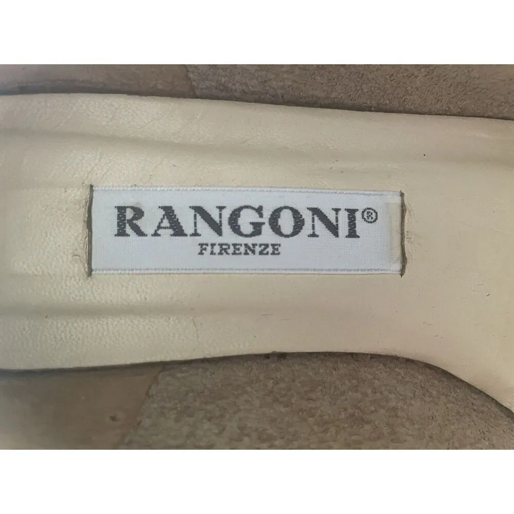 Rangoni Of Florence Italy women Size 6.5 leather Fabrics Bow Tie pump Shoes Tan - Image 5