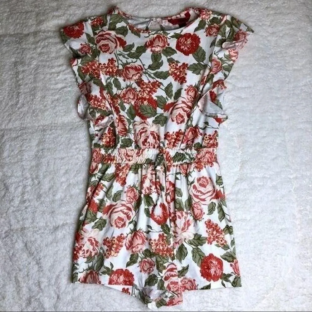 White Floral Short Sleeved Romper - Image 4