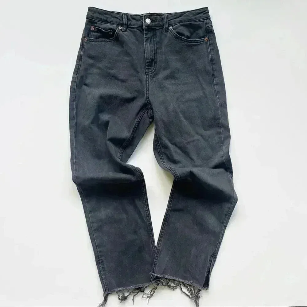 Topshop Black High Rise Split Hem Straight
Leg Jeans 30 - Image 2