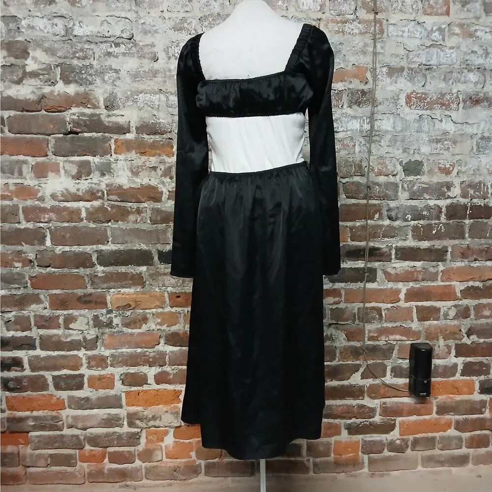 WeWoreWhat Womens Dress Size Small Black Satin Cut Out Midi Romantic Night Out - Image 5