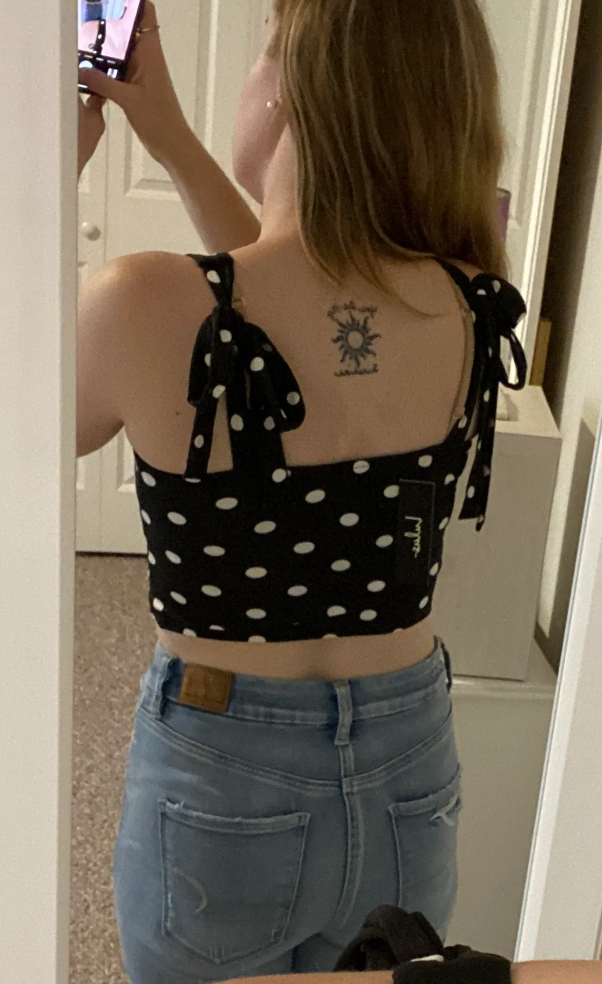 Lulus Black Polka Dot Crop Top - Image 3