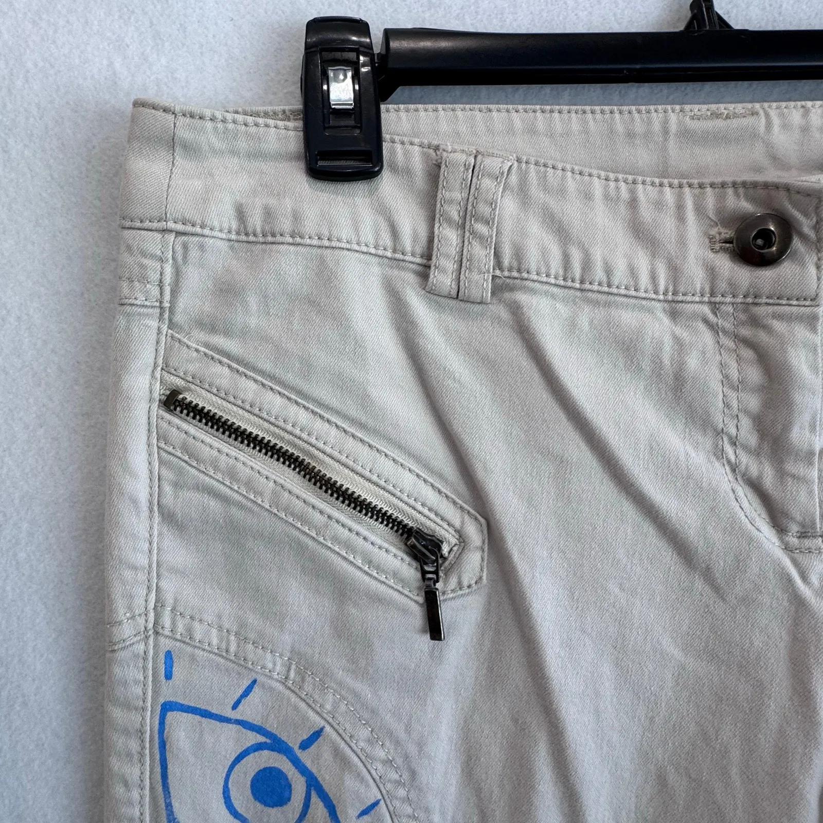 DIY Doodle Graphic Cargo Pants Beige Women’s Sz M Streetwear Y2K Indie Grunge - Image 5