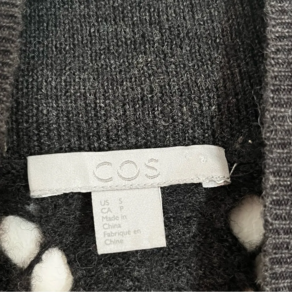 COS Cut-Out gray turtleneck Boiled Wool Tunic sweater crochet ribbed size S cozy - Image 6