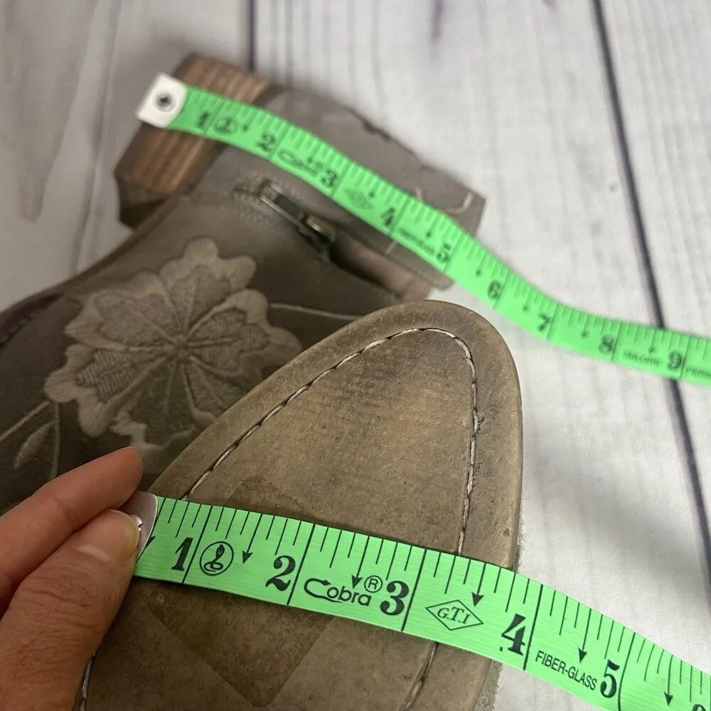 Seychelles Lantern Ankle Boots Taupe Embroidered Western Boho Floral Sz 7.5 - Image 10
