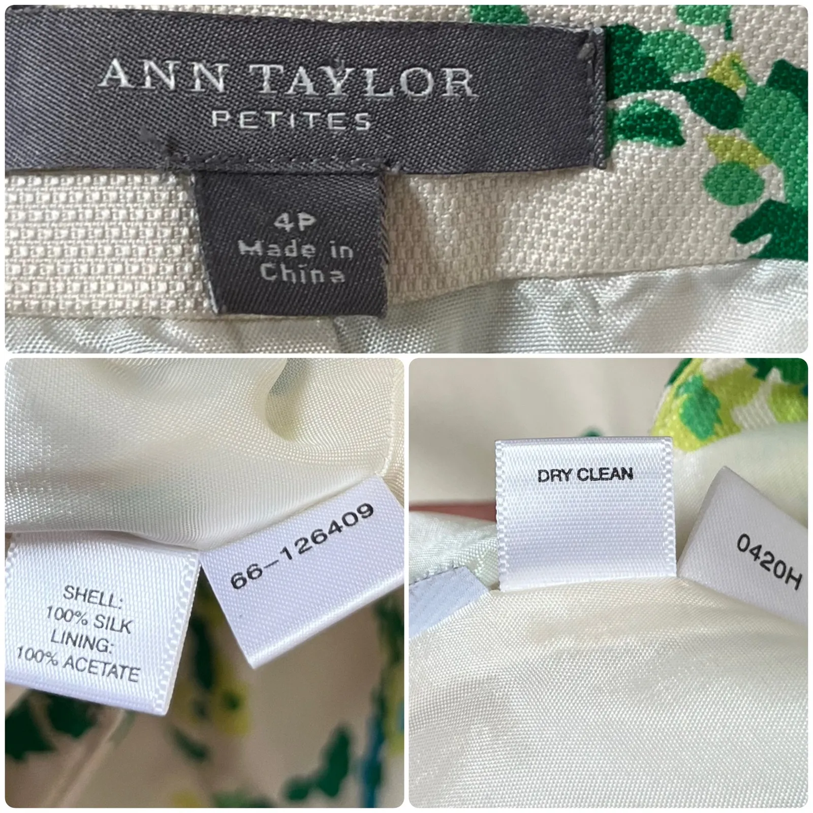 Ann Taylor Silk Shell Full Lined Floral Print Pleated A Line Skirt Petite Size 4 - Image 10