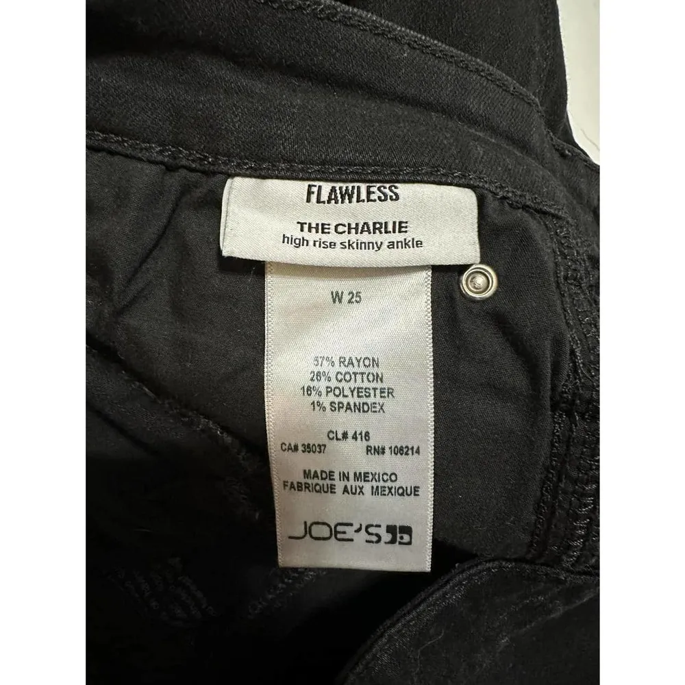 Joe's Jeans Womens Black Flawless The Charlie High Rise Skinny Ankle Jeans Sz 25 - Image 6