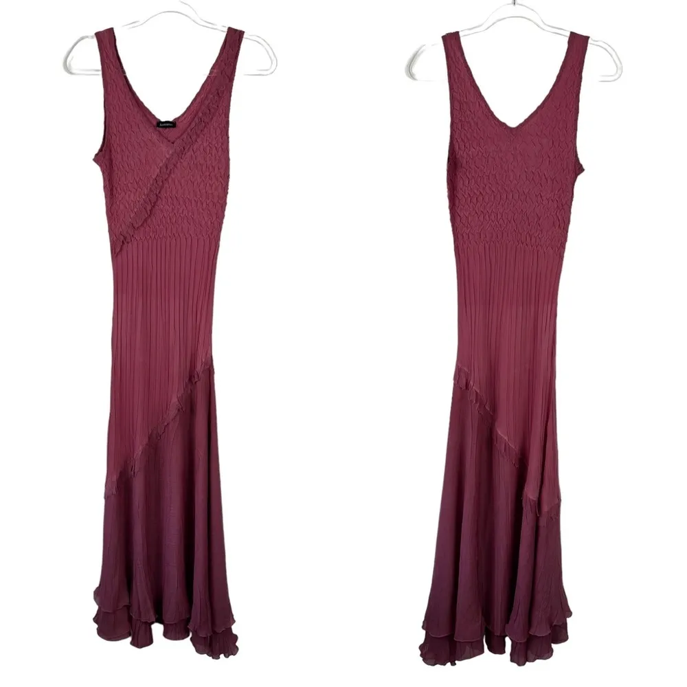 Komarov‎ Sz XS/S Women's Mauve Pink Vneck Pleated Skirt Sleeveless Maxi Dress - Image 2