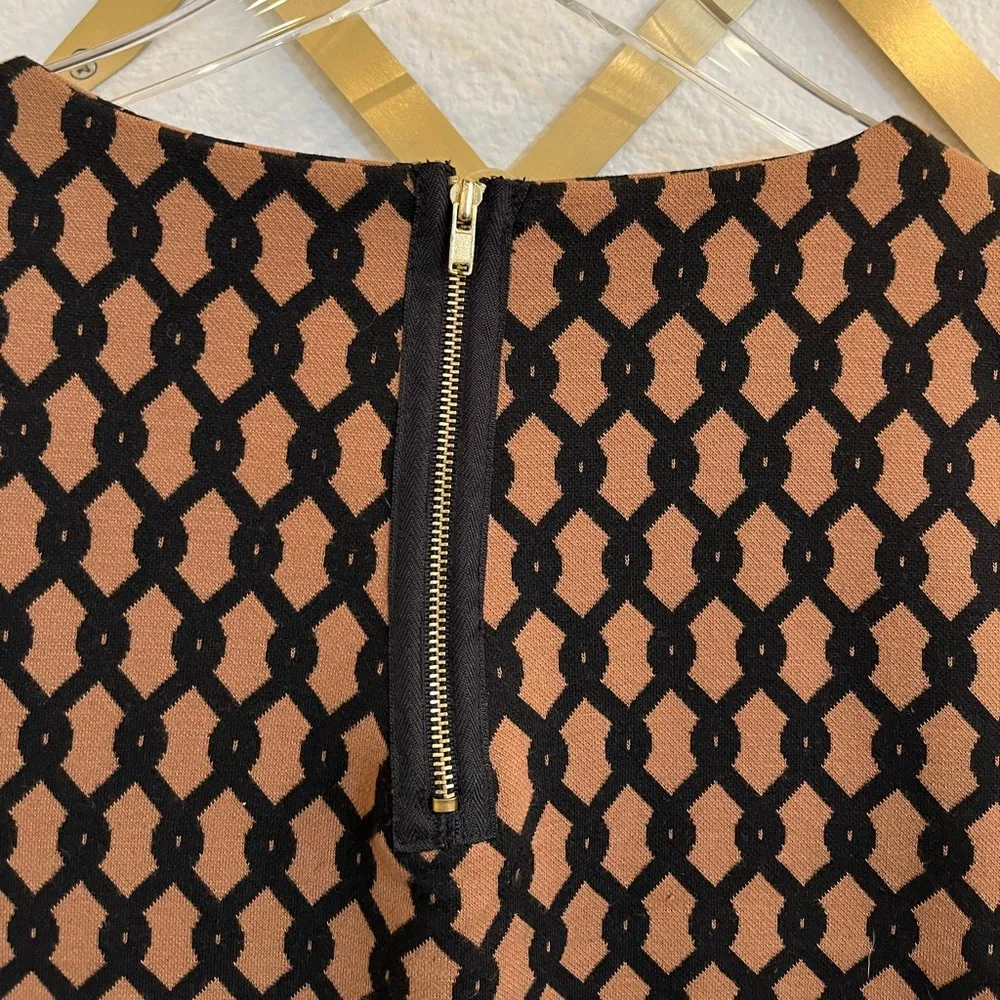 Vivianne Tam Camel Brown Black Sheath Shift Geometric Career Dress 10 - Image 6