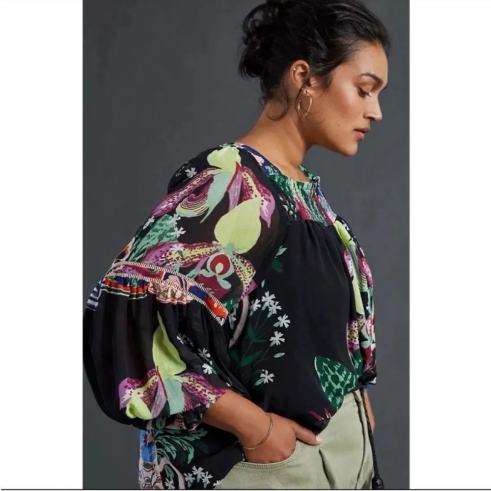 NWT Anthropologie Lil Sire floral tropical bohemian blouse size SP - Image 3