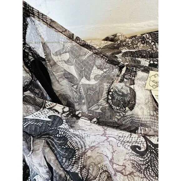 Eyelash Couture L Black White Gray Floral‎ Print Mini Dress Size L - Image 12
