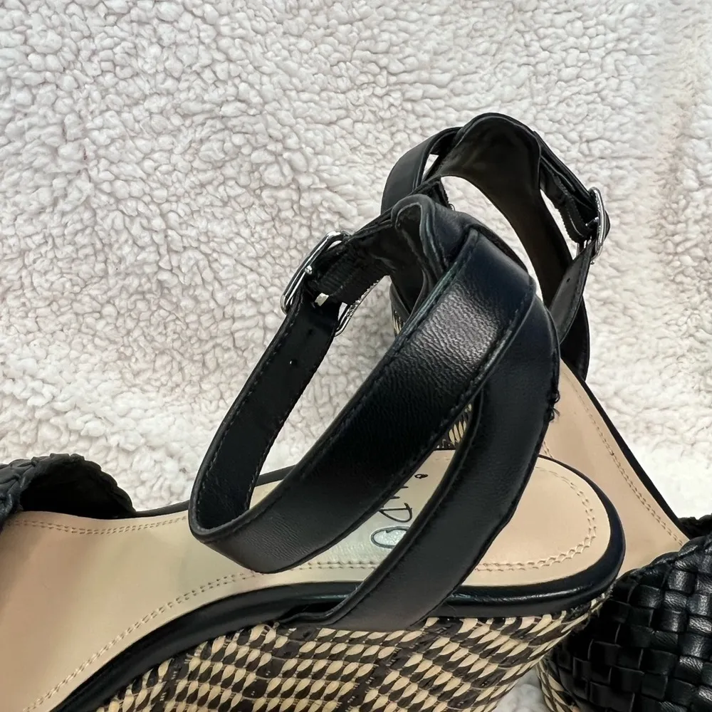Impo platform wedge sandals black faux leather size 7 M braided ankle st… - Image 5