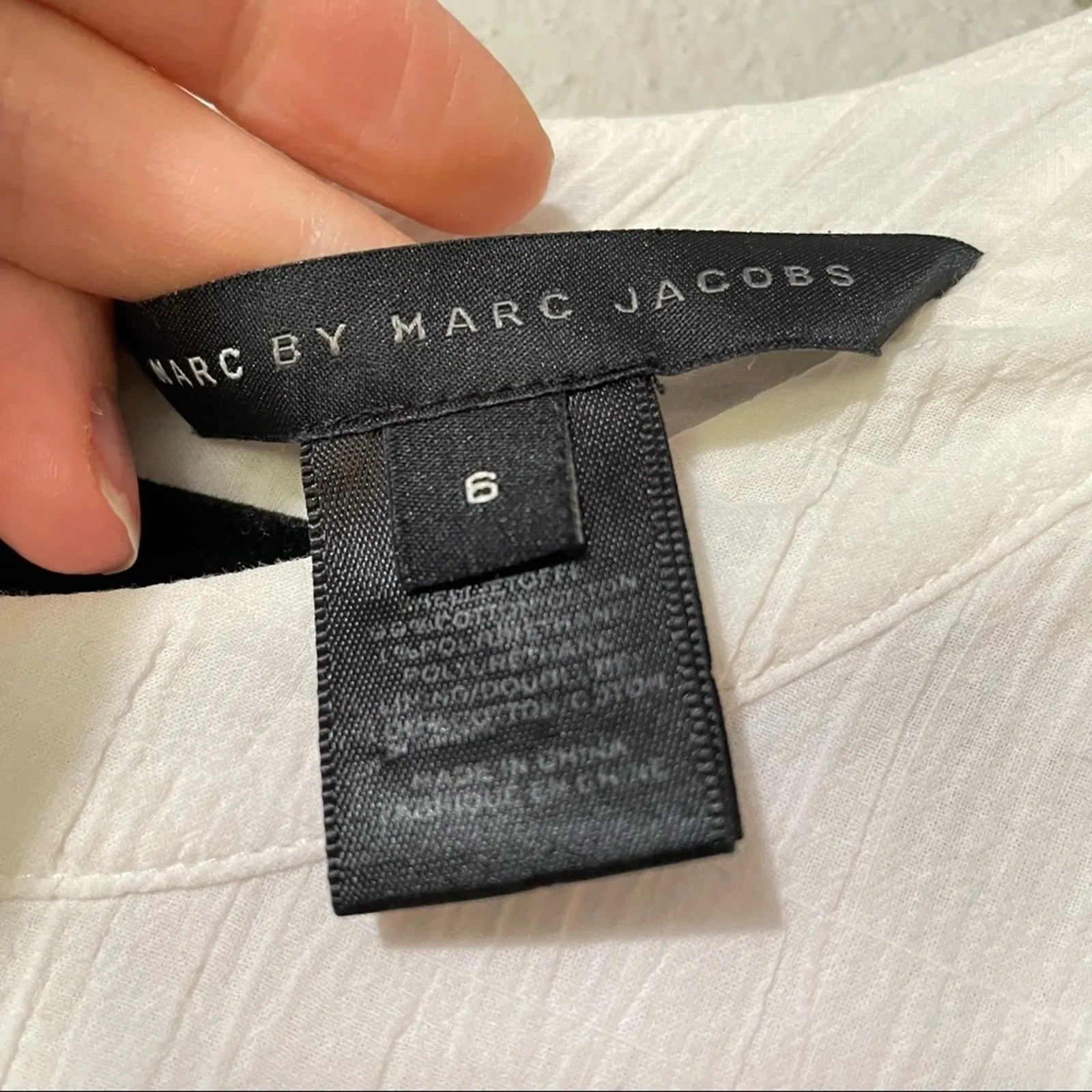 Marc Jacobs White Peasant Mini Short Sleeve Dress Womens 6 Boho Quiet Luxury - Image 4