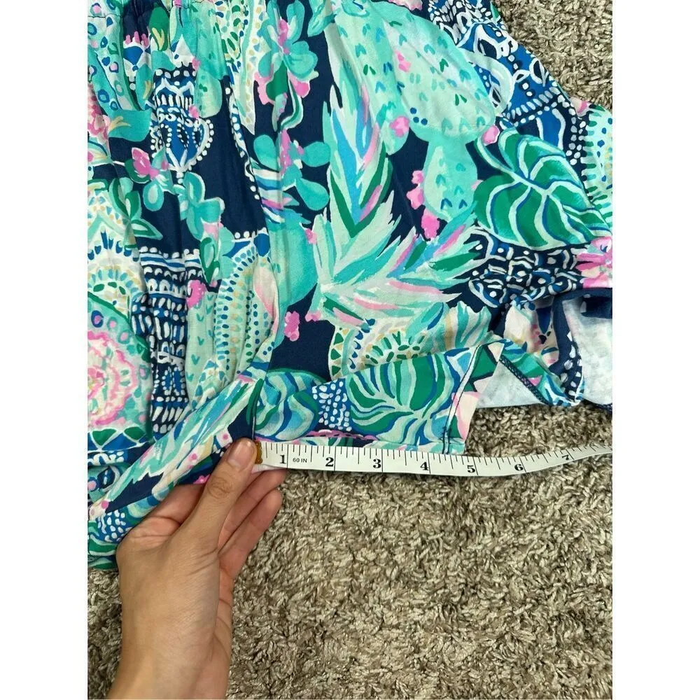 Lilly Pulitzer Britton Romper Looking Sharp Pink Navy Multi Print Resort XS - Image 9