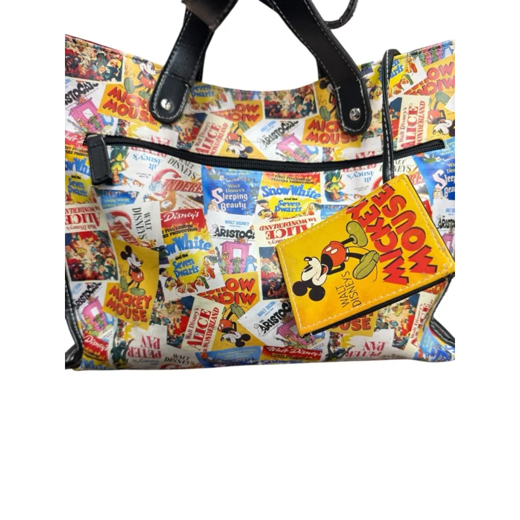 Disney Movie Poster Print Purse Mickey Mouse Vintage Style Shoulder Bag Black - Image 8