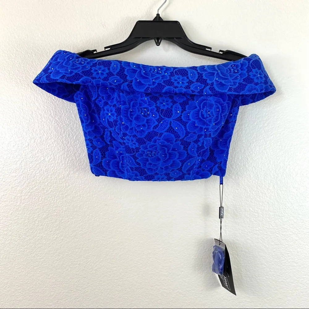 La Femme Off The Shoulder Top Electric Blue 2 - Image 2