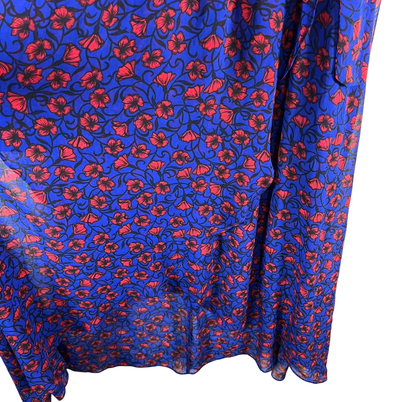 Disney Snow White Floral Wrap Maxi Dress Blue Red Puff Sleeve Size L fantasy - Image 4
