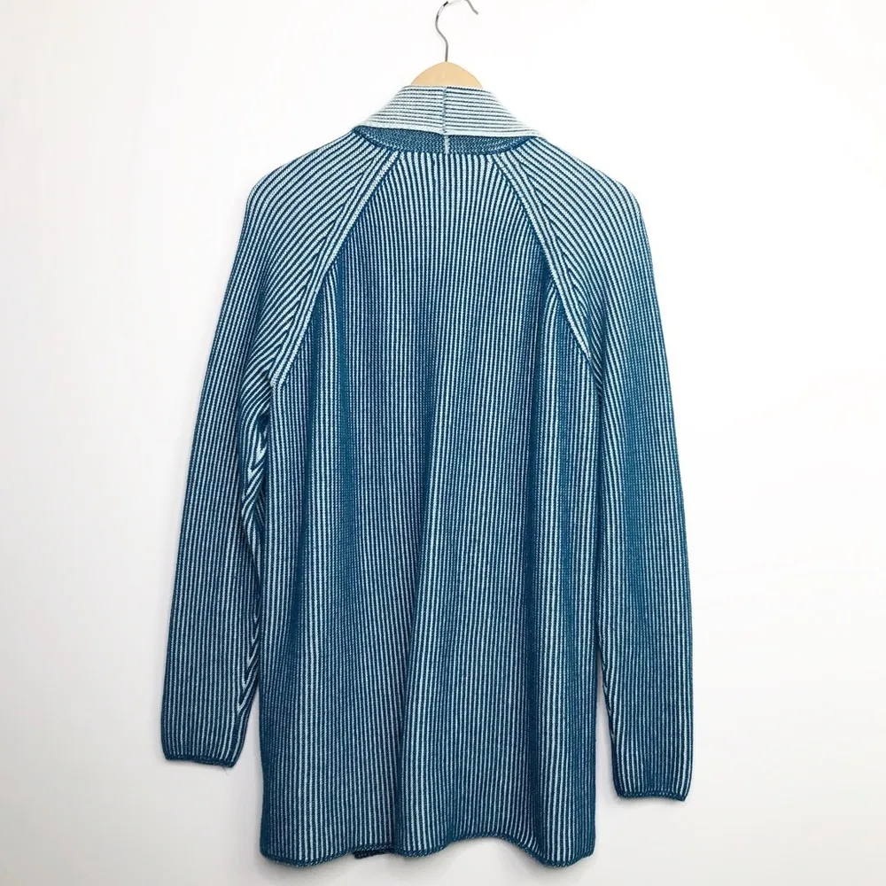 LANDS’ End drifter, open closure, teal green cardigan, duster - Image 6