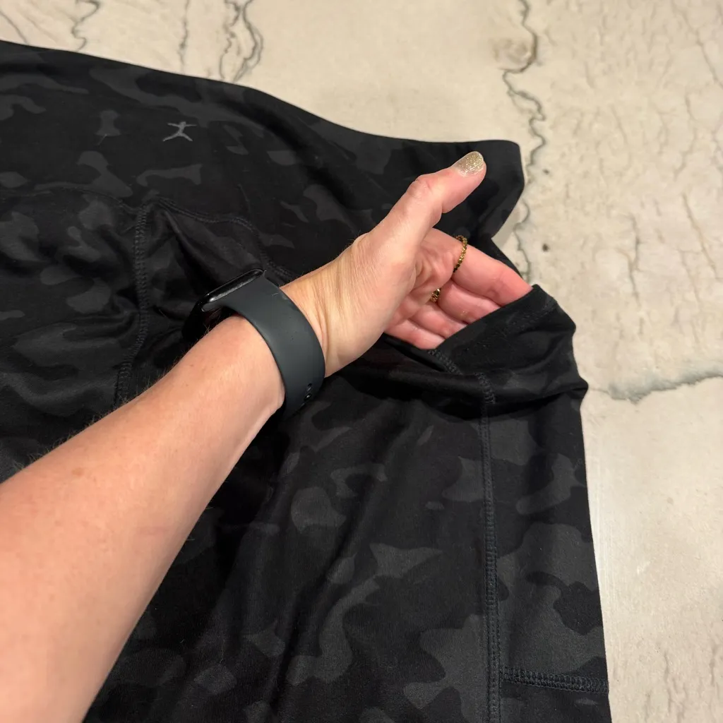 Danskin Black Camo High Rise Leggings w/ Side Pockets XL Full Length Athleisure - Image 13