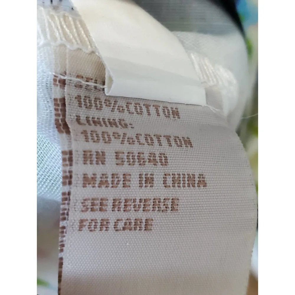 Jonathan Martin White Floral 100% Cotton Sleeveless V Neck Sheath Dress Medium - Image 9