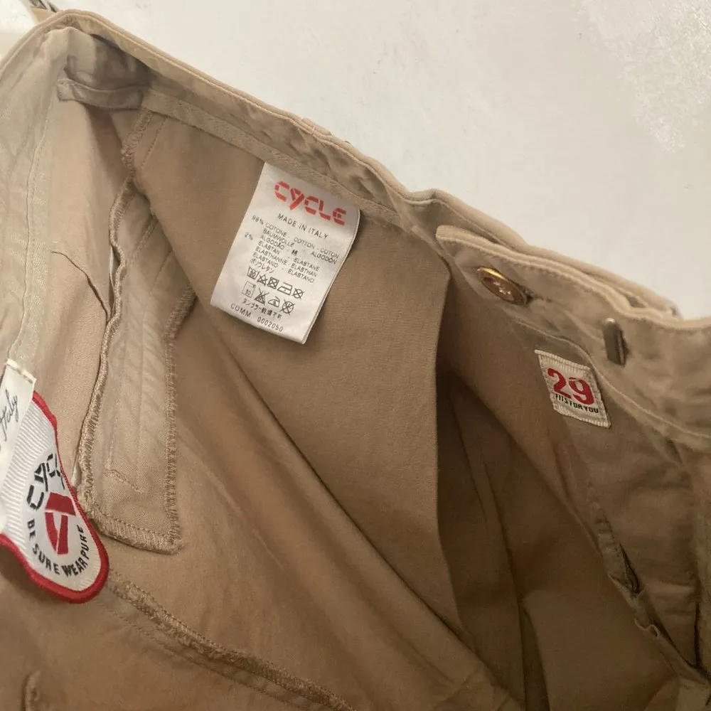 Cycle of Italy women's size 29 comfort cotton sand pleated cropped trouser pants Tan - Image 6