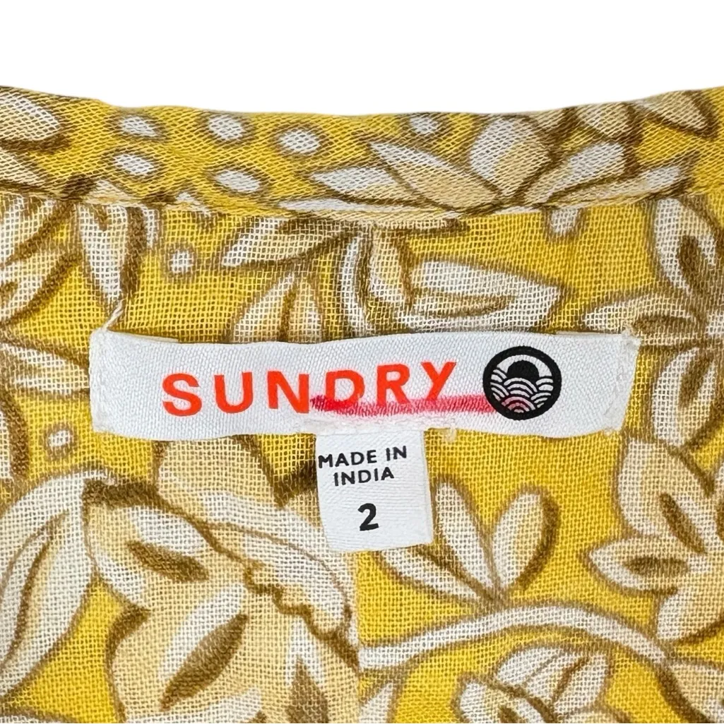 Sundry Anthropologie evereve ditsy blouson sleeve boho midi dress SIZE 2 = M - Image 2