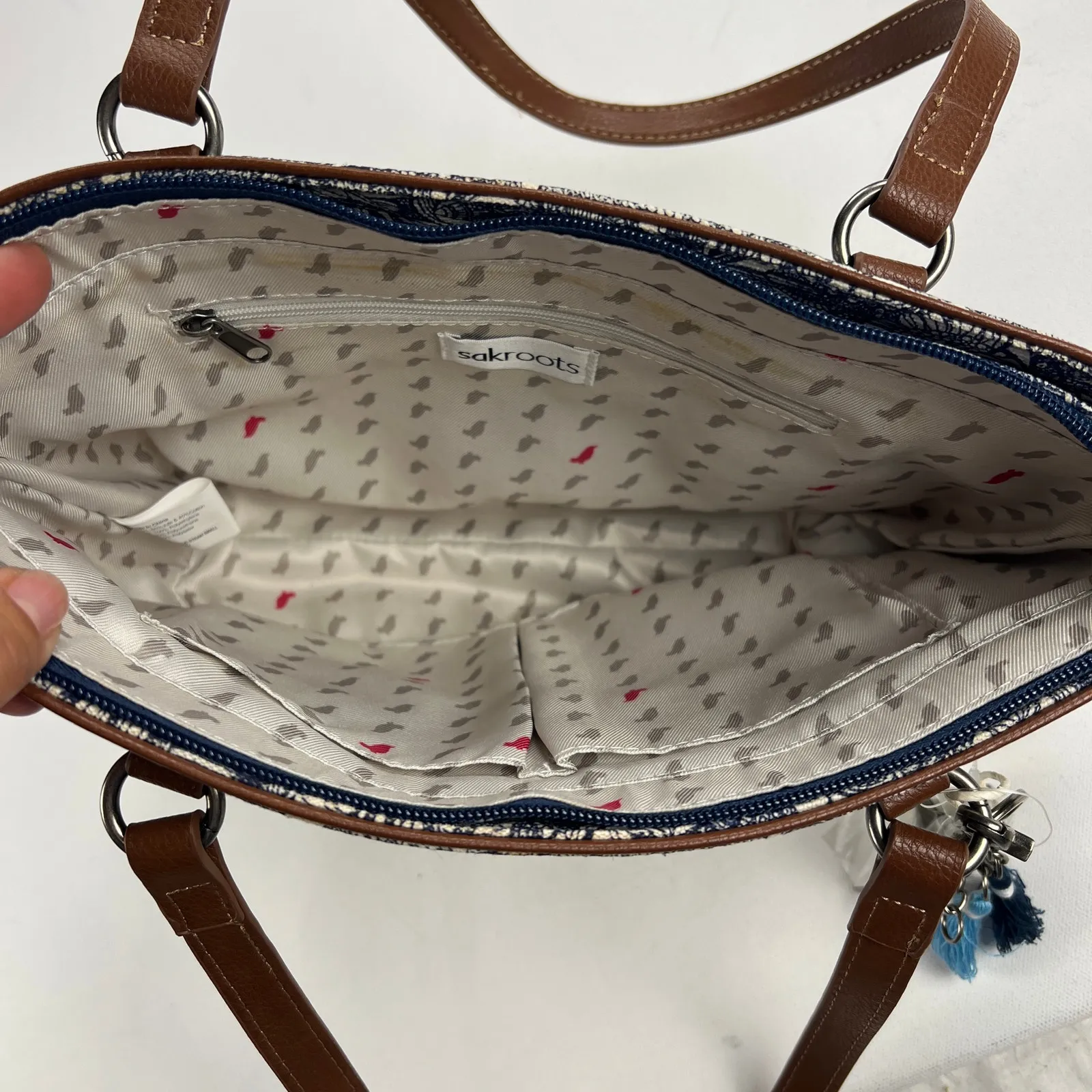 Sakroots Ellis Small Straw Satchel Shoulder Bag New Condition Tassels Owl Charm - Image 5