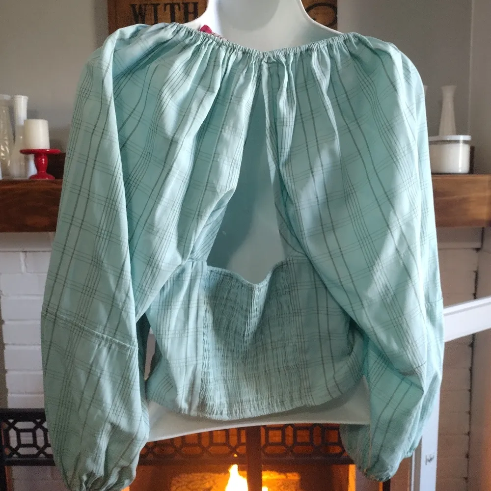 NEW Buru woven balloon sleeved bust shirt Blue Size L - Image 2