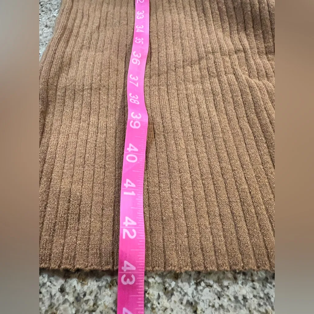 DRESSTELLS Long Sleeve V Neck Button Knit Pullover Sweater Dress Size Large NWT Brown - Image 5