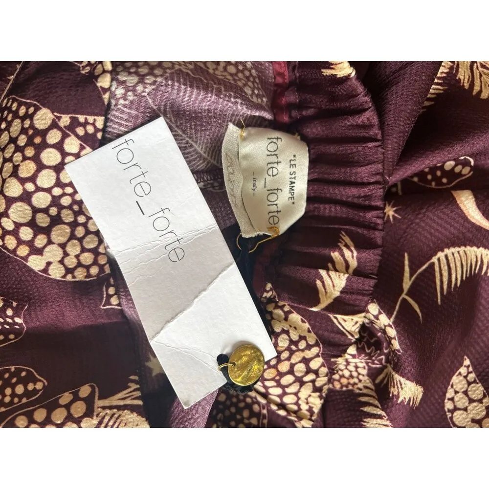 Forte Forte Printed Palazzo Pants Purple Cream Womens Size 00 XXS - Image 10