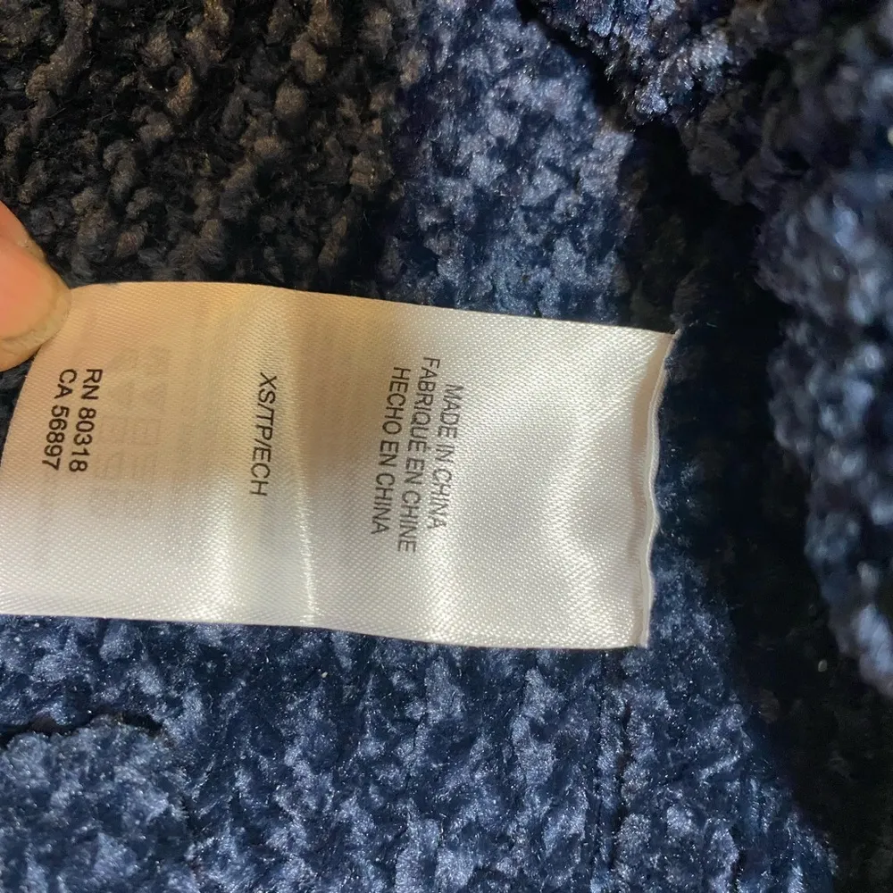 Lucky Brand Navy Blue Chenille Cowlneck Sweater Side Slits Sz XS XC - Image 8