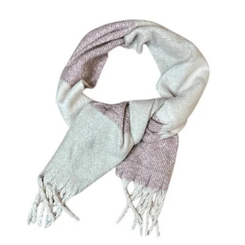 Gentle Fawn Huntington Scarf Wrap Pink Cream 100% Polyester Fringed 82" x 15 - Image 3