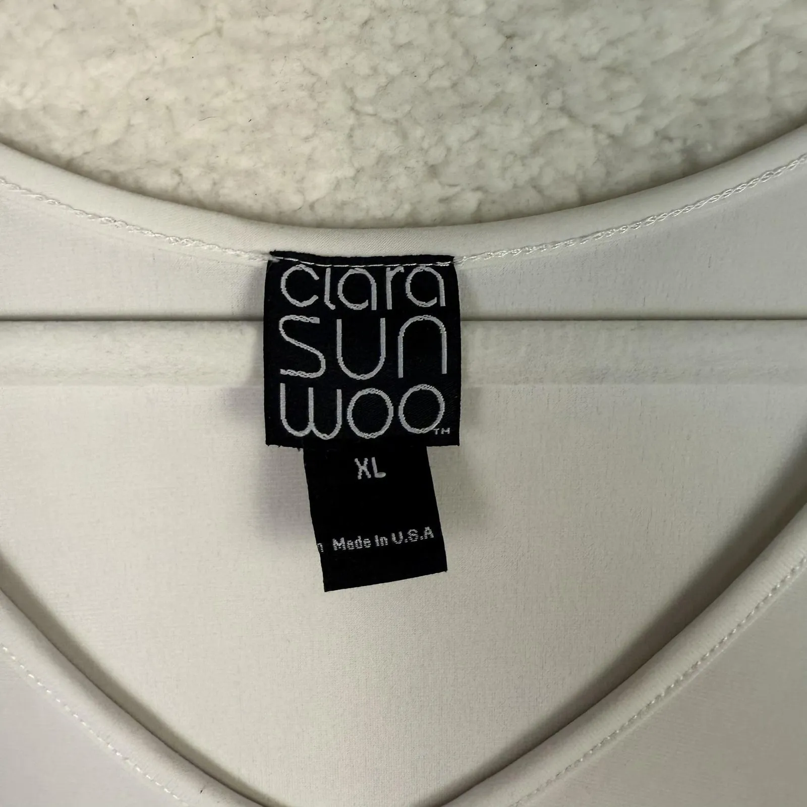 Clara Sun Woo Shirt‎ Womens XL White Cold Shoulder Short Sleeve Stretch Top USA - Image 3