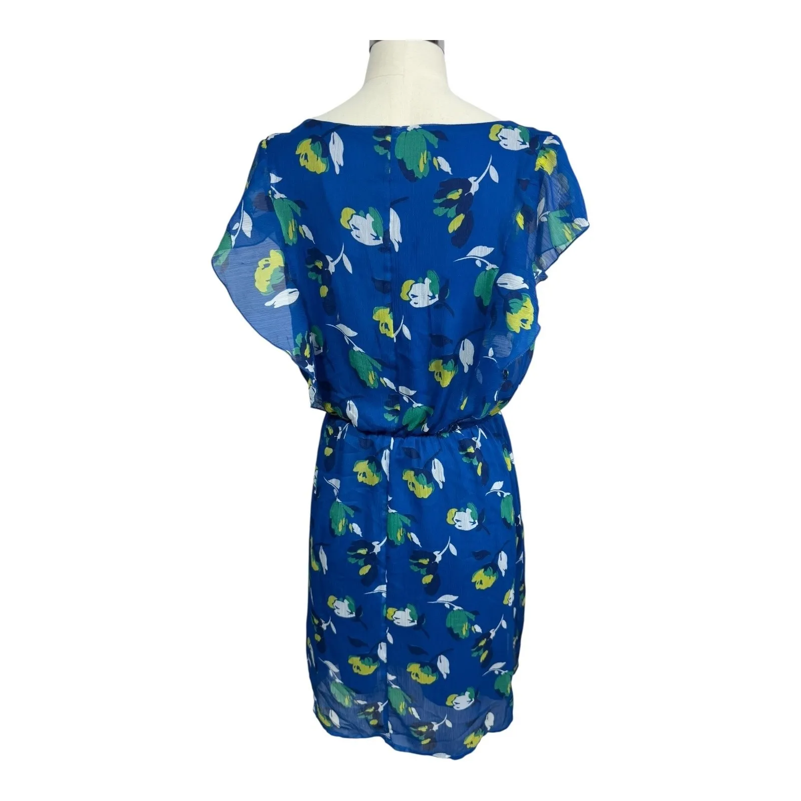 Old Navy Blue Floral Ruffle Mini Blue‎ Y2K Dress Romantic Boho Cottagecore Small - Image 4