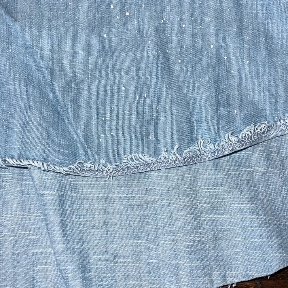 Bella Dahl Button-Up Denim Dress Bleach Spray Wash Tencel Shirtdress Size Small - Image 8